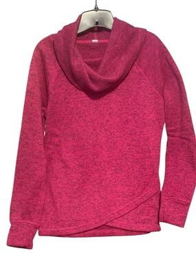 Ideology medium pink marbled cowl neck polyester top bottom design!